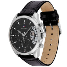 Tommy Hilfiger Black Leather Black Dial Day-Date Baker Men’s Watch 44 mm
