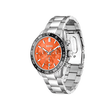 Link Bracelet Chronograph Watch With Orange Dial 43 mm