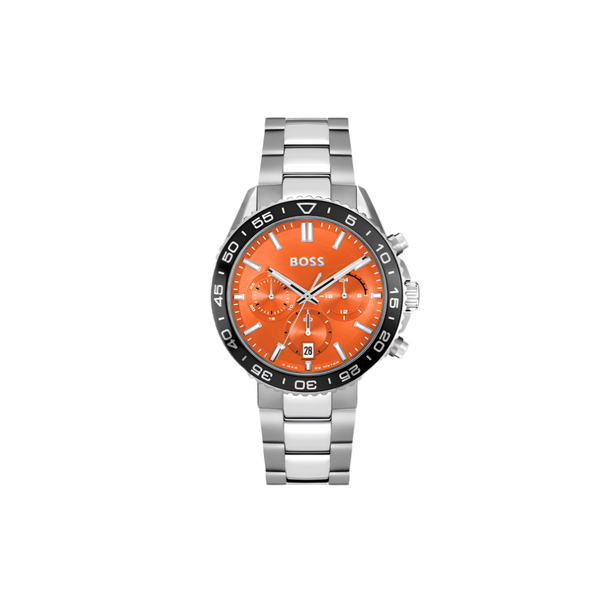 Link Bracelet Chronograph Watch With Orange Dial 43 mm