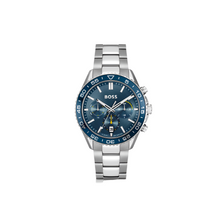 Link-Bracelet Chronograph Watch With Blue Dial 43 mm