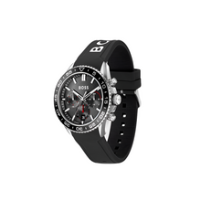 Silicone-Strap Chronograph Watch With Black Dial 43 mm