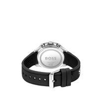 Silicone-Strap Chronograph Watch With Black Dial 43 mm