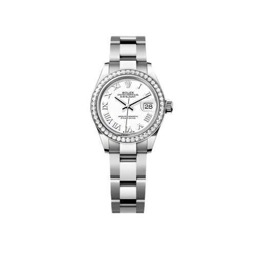 Rolex Lady-Datejust White Roman Dial Diamond Bezel Stainless Steel Oyster