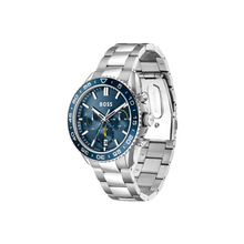 Link-Bracelet Chronograph Watch With Blue Dial 43 mm