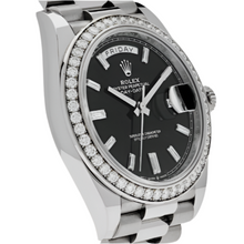 Rolex Day-Date Black Diamond Dial Men's White Gold