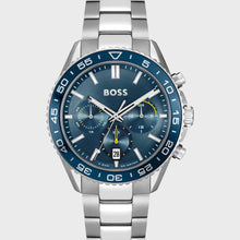 Link-Bracelet Chronograph Watch With Blue Dial 43 mm