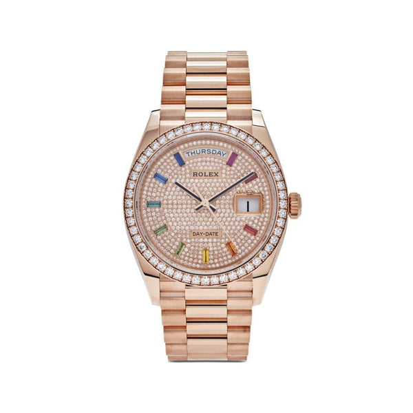 Rolex Day - Date 36 Oyster, 36 mm, Everose Gold and Diamonds Reference 128345RBR - BEAUTY BAR