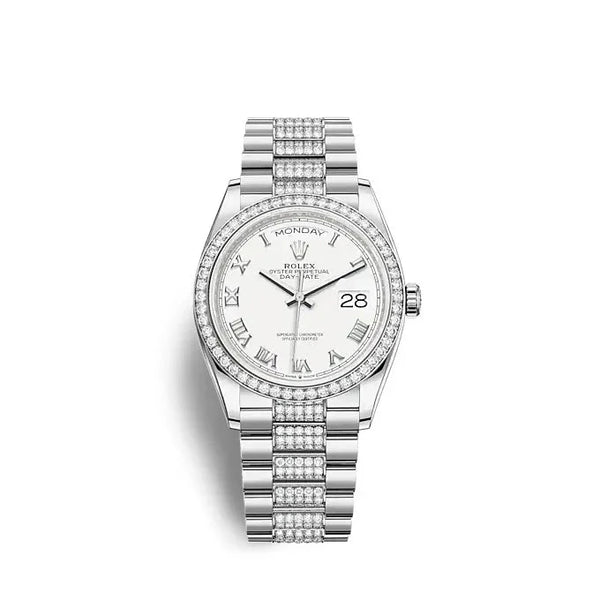 Rolex Day - Date 36 White Gold Ref# 128349RBR - 0026 - BEAUTY BAR
