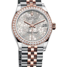 Rolex Steel Gold Diamond Bezel Watch With Silver Floral Diamond Dial - BEAUTY BAR