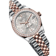 Rolex Steel Gold Diamond Bezel Watch With Silver Floral Diamond Dial - BEAUTY BAR