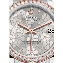 Rolex Steel Gold Diamond Bezel Watch With Silver Floral Diamond Dial - BEAUTY BAR