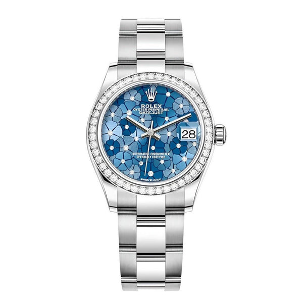 Rolex White Rolesor Datejust 31 Watch Diamond Bezel Azzurro - BEAUTY BAR